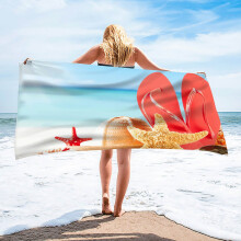 Reisstrandhanddoek, strandhanddoek met zeesterren, zachte vezelstrandhanddoek, badhanddoek