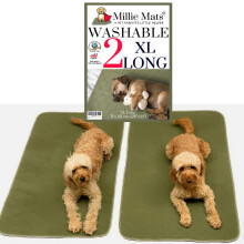 Millie Mats 2 Pk Washable Puppy Pads Incontinent Dogs, Senior Pets, Guinea Pigs. Use to Protect Floors, Sofa, Crate, Bed, Car. Use After Bath for Wet