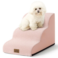 COZY KISS Dog Stairs for Small Dogs, Curved Pet Step with Leakproof Cover, High Density Foam Cat Ramp for Bed or Sofa, Lightweight, Durable, Comfort