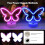 Lampe papillon néon LED rose, lot de 2, piles USB 3
