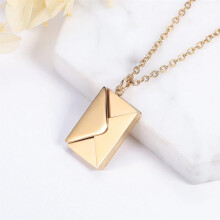 Envelope Love Letter Necklace for Women and Men Stainless Steel Engraved Locket with Phrase Love Letter Necklace for Wife Mom Girlfriend
