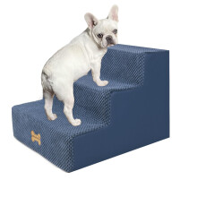 Nepfaivy Dog Steps Stairs for Bed - Non-Slip Pet Stairs for Small Dogs and Cats, 3-Steps Dog Ramp for Sofa with High Density Foam and Removable Cover,