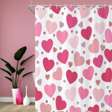 Valentinsdag dusjforheng rosa hjertedesign 72x72