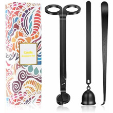 3-in-1 Candle Care Kit: Wick Trimmer, Dipper & Snuffer – Gift Boxed (Black), Compatible with All Candles