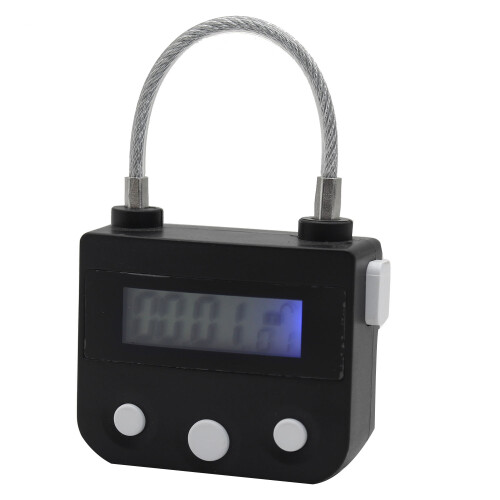 TimerlåS i Metall USB LCD-SkäRm Metall Elektronisk Laddningsbar Timer MultifunktionshäNglåS Svart 2