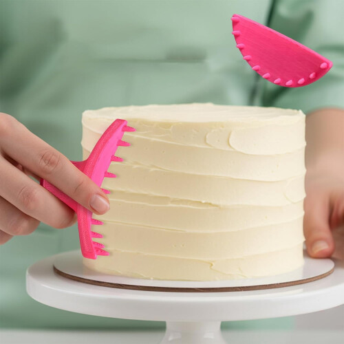 Strumento guida per arco di torta, stencil rosa con volant (2 pezzi) 1