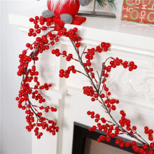 Guirnalda de Bayas Rojas de Navidad, Guirnalda de Bayas Artificiales de Bayas Rojas Burdeos Artificiales para DecoracióN de Interiores y Exteriores