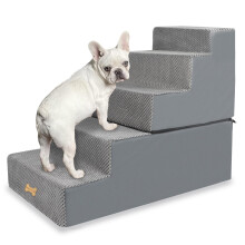 Nepfaivy Dog Steps Stairs for Bed - Non-Slip Pet Stairs for Small Dogs and Cats, 5-Steps Dog Ramp for Sofa with High Density Foam and Removable Cover,