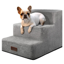 aodisman Dog Steps for Small Dogs & Cats, 3-Step Non-Slip Pet Stairs, Grey, 13.6"H