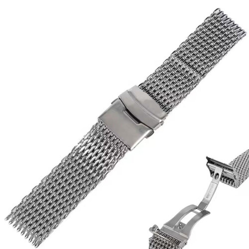 18mm20mm22mm24mm Ατσάλι Milanese Shark Mesh Ρολόι με Ασημί Λουράκι για Γυναικείο Καρπό για Άνδρες 1