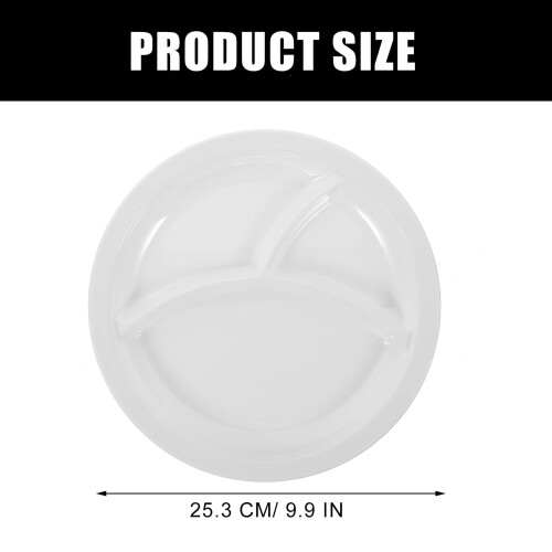 Prato de jantar branco dividido, 25,3 cm, com 3 compartimentos. 1