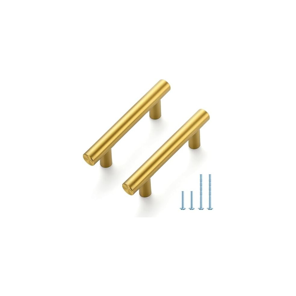 5-Pack 4" Cabinet Pulls, 2.5" (64Mm) Hole Center, Brushed Brass Stainless Steel Drawer Handles Â Compatible With Standard Cabinets 9170372936694
