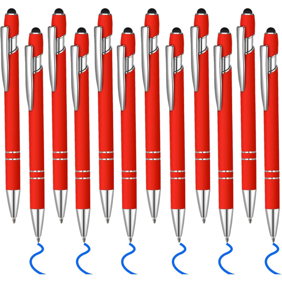 12-Pack Ballpoint Stylus Pens, Retractable Metal Pens With Touchscreen Tips, 1.0Mm Ink Â Compatible With All Touch Screens Black 9170372936977