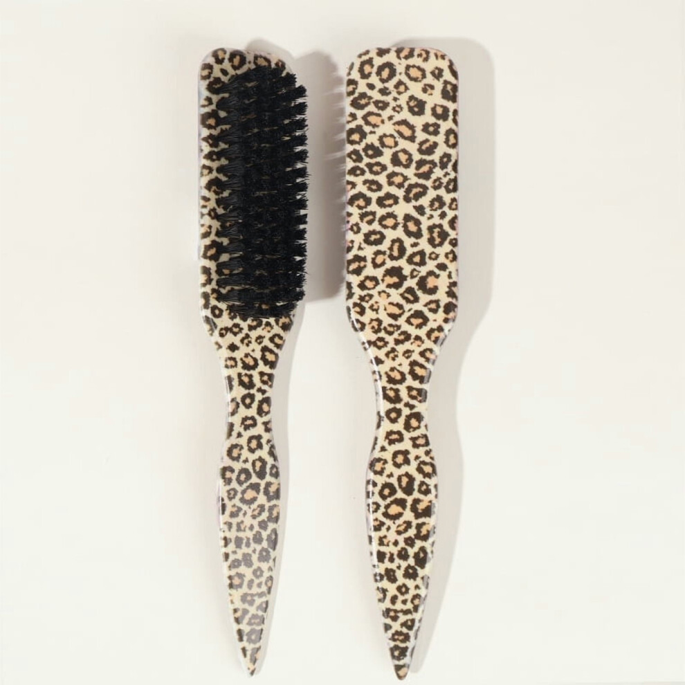 Unisex Boar Bristle Slick Back Hair Brush For Sleek Ponytail Bun & Smoothing Baby Hairs, Flyaways, Edge Control - Backcombing & Teasing