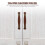 Leather Handle Hinges Silver Brown Cabinet Knobs Set of 2 7