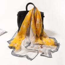 Lenço de seda feminino 160*50cm com estampa floral, longo e macio, estilo xale.