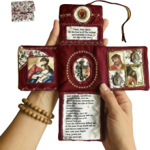 Handgefertigte katholische Gebetstasche mit silbernem Kreuz