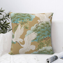 Sierkussenhoes met takje en reiger, rustieke stijl, 16x16 inch