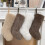 Brown Plush Christmas Stocking, Festive Mantel Decor 1