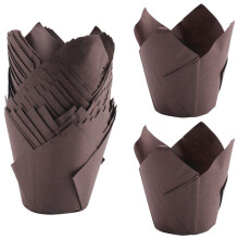 50 Piezas de Moldes para Cupcakes de TulipáN, Moldes de Papel para Hornear Tulipanes para Cupcakes y Muffins, Tazas para Hornear Sin Blanquear, Color