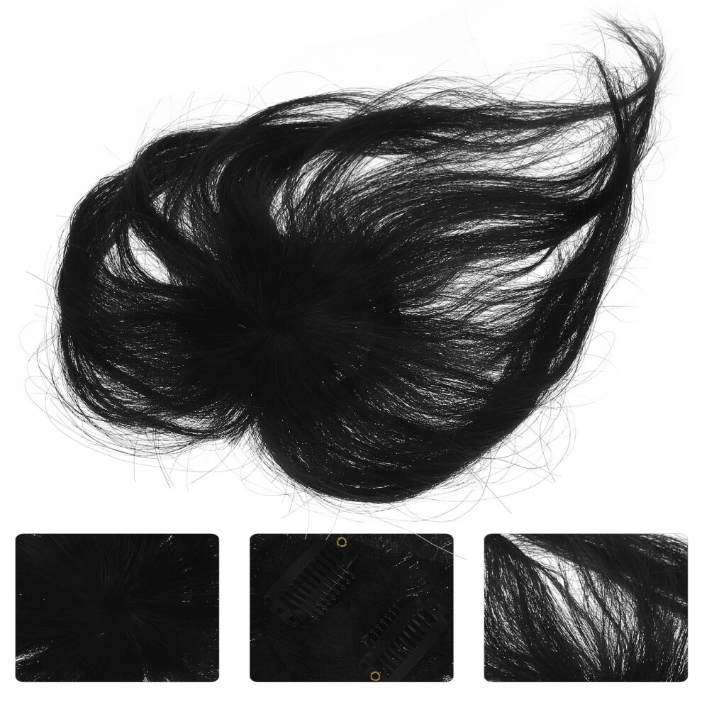 Unisex Black Hair Topper For Women With Thinning Hair, Short Wigs For Women, Natural Look Hairpiece