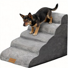 Wide Dog Steps Stairs for Bed 5 Steps 62 cm High for Dogs, Dog Ramp High Density Foam Pet Stairs Washable Cover and Non-Slip Base 40 x 87 x 62 cm