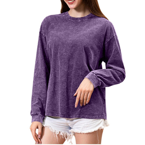 Γυναικεία T-shirts με μακριά μανίκια, casual, χαλαρή εφαρμογή, βασικές μπλούζες με