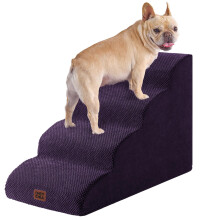 EHEYCIGA Curved Dog Steps for Bed, 4-Step Dog Stairs for Sofa, High Density Foam Pet Steps for Small Dogs & Cats, Pet Stairs for High Bed, Non-Slip