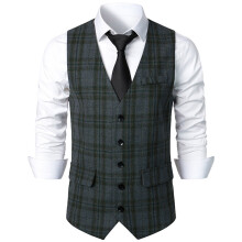 Mens Suit Vest Formal Single Breasted Sleeveless Classic Waistcoat Button Dress Suit Vest,Green