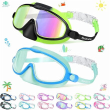 Occhialini da nuoto per bambini con coprinaso, ampia visuale, antiappannamento e protezione UV.