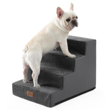 COZY KISS Wide Dog Stairs for Small Dogs, Pet Steps for Bed Sofa Car, Non-Slip Dog Stair for Old Cats, Puppy, Small Medium Dogs (Dark Grey,