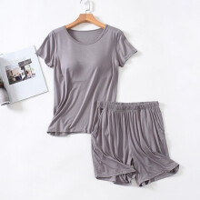 Women's Modal Short Sleeve Pajama Set with Built-in Bra