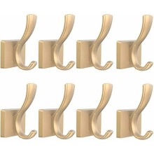 Ganchos dorados para toallas de pared, ganchos de metal resistentes para baño/dormitorio/cocina (paquete de 8) – Compatibles con paredes estándar