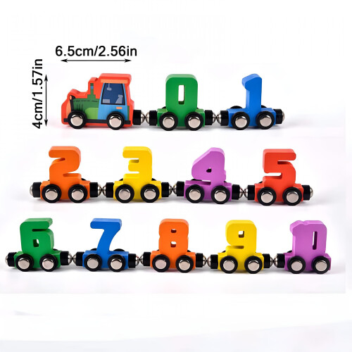 Magnetisk talltogsett i tre, 12 deler 2