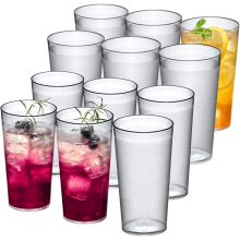 Confezione da 12 bicchieri in plastica trasparente da 355 ml (12 oz), senza BPA, infrangibili, lavabili in lavastoviglie, impilabili, di qualità