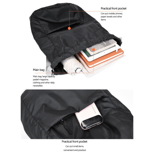 Αδιάβροχη τσάντα αθλητισμού Unisex με κορδόνι Oxford Lightweight, μαύρη 1