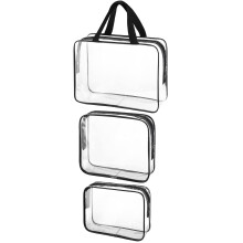 3 stuks transparante PVC toilettassen met ritssluiting