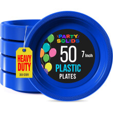 7 inch donkerblauwe, stevige plastic borden, 50 stuks, 350 g/m², geschikt voor feestartikelen