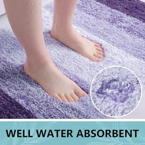 Alfombra de baño de microfibra de pelo largo, color morado oscuro, rectangular, 30x20 2