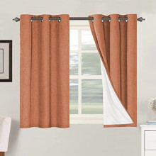 Blackout Thermal Linen Curtains 2 Panels 42x45 inch Orange
