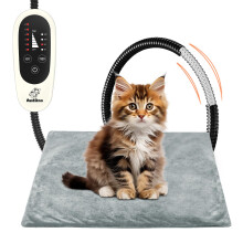 Asstikoo Pet Heating Pad, Adjustable Dog Heating Pad with 4-Level Timer and 30-55? Temperature, Cats Indoor Heating Blanket for Puppies with Chew
