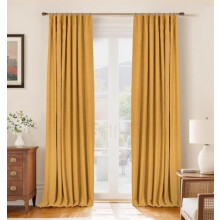 Thermal Sliding Door Curtains, 100% Blackout, Linen Textured, Mustard Yellow, 1 Panel, W50xL84 – Compatible with Standard Sliding Doors