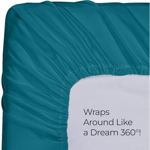 Drap-housse Queen à poches profondes en microfibre douce denim bleu 2
