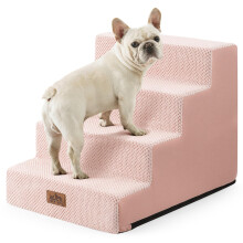 COZY KISS Wide Dog Stairs for Small Dogs, Pet Steps for Bed Sofa Car, Non-Slip Dog Stair for Old Cats, Puppy, Small Medium Dogs (Pink, 60x45x45cm, 4)