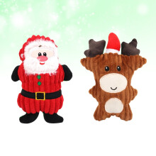 2 pezzi Peluche Cervo Babbo Natale Giocattolo sonoro Giocattolo per animali domestici da masticare e squittire per cani per giocare in casa
