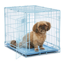 MidWest Homes for Pets 61 cm Blue Fashion iCrate Single Door Folding Dog Crate, Enhanced Security, Includes Leak-Proof Pan, Divider Panel, Handle,