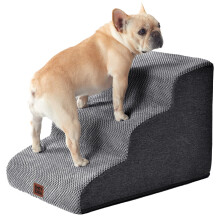 EHEYCIGA Curved Dog Steps for Bed, 3-Step Dog Stairs for Sofa, High Density Foam Pet Steps for Small Dogs and Cats, Pet Stairs for Couch, Non-Slip Dog
