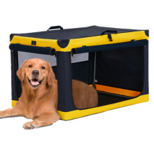 Dog Travel Crate with Lockable Zipper & Patented Screw Frame ? Foldable Pet Crates Indoor Cages for large Dogs, Waterproof Base, Washable Cover, Ideal