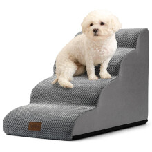 COZY KISS Dog Stairs for Small Dogs, Curved Pet Step with Leakproof Cover, High Density Foam Cat Ramp for Bed or Sofa, Lightweight, Durable, Comfort