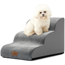 COZY KISS Dog Stairs for Small Dogs, Curved Pet Step with Leakproof Cover, High Density Foam Cat Ramp for Bed or Sofa, Lightweight, Durable, Comfort